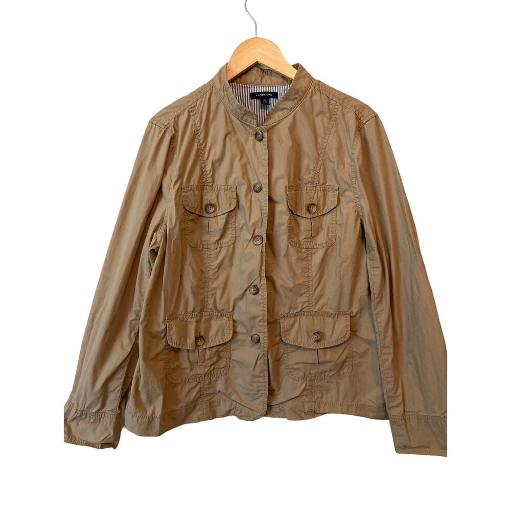 Lands End Preppy Gorpcore Utility Canvas Jacket Plus Size 1X 18 20 Outdoors Camp
